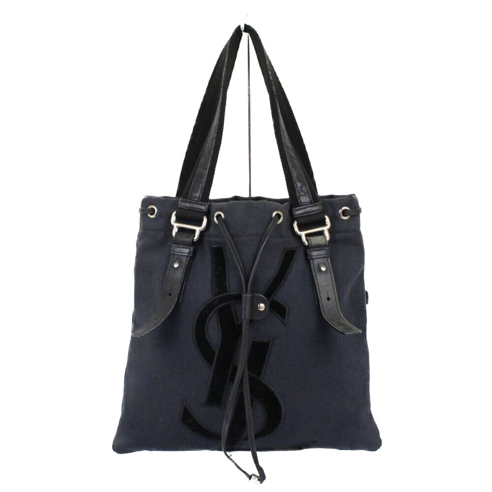 Yves Saint Laurent Kahala Tote Bag Black Canvas handbag classic YSL logo - Picture 1 of 7